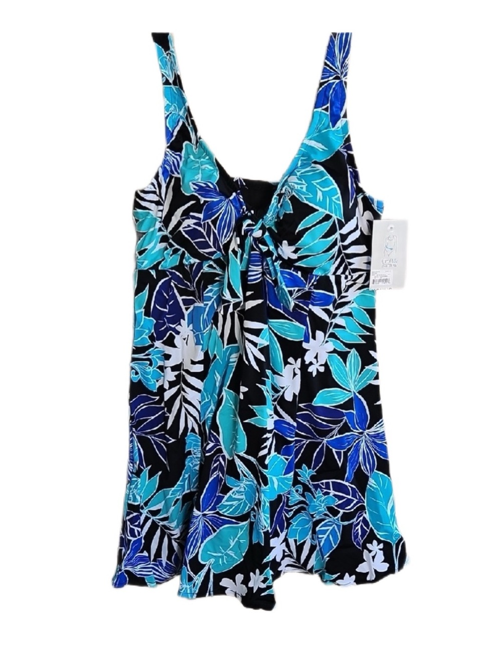 Women’s Croft & Barrow Blue Floral One Piece Swim Dress - Size 14 - NWT